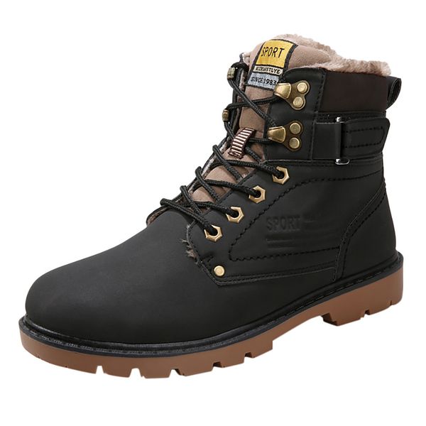 fashion men's winter plus velvet waterproof non-slip british casual tooling boot, Black
fashion men's winter plus velvet waterproof non-slip british casual tooling boot, Black