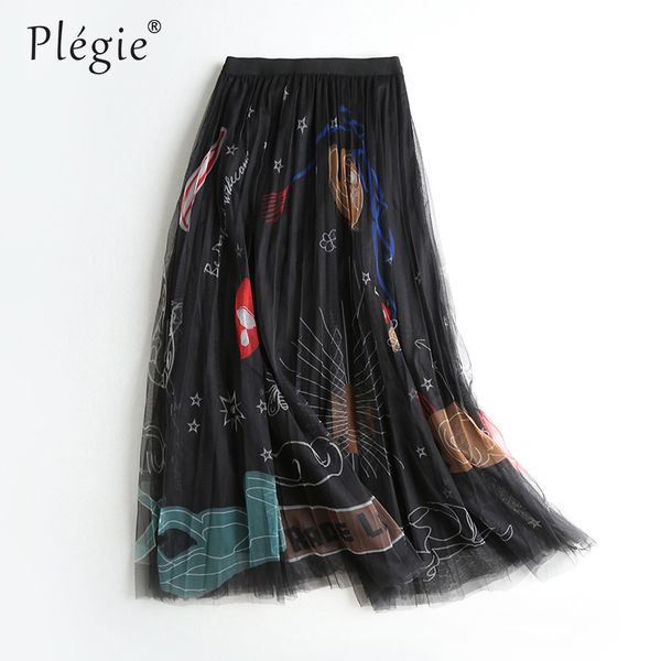 plegie graffiti print mesh tulle women's skirts elastic high waist long skirt female summer 2020 ladies a-line pleated skirts, Black
plegie graffiti print mesh tulle women's skirts elastic high waist long skirt female summer 2020 ladies a-line pleated skirts, Black