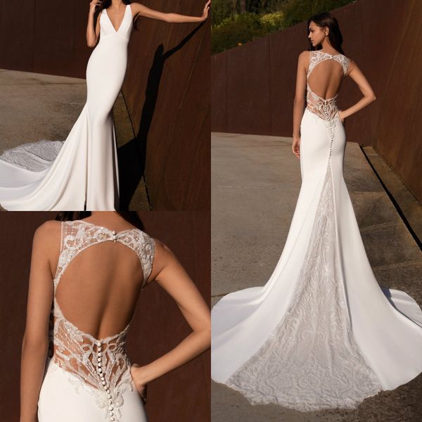 plunging v neck mermaid wedding dresses keyhole back lace sequined beach wedding gowns with illusion details robes de mariée, White
plunging v neck mermaid wedding dresses keyhole back lace sequined beach wedding gowns with illusion details robes de mariée, White