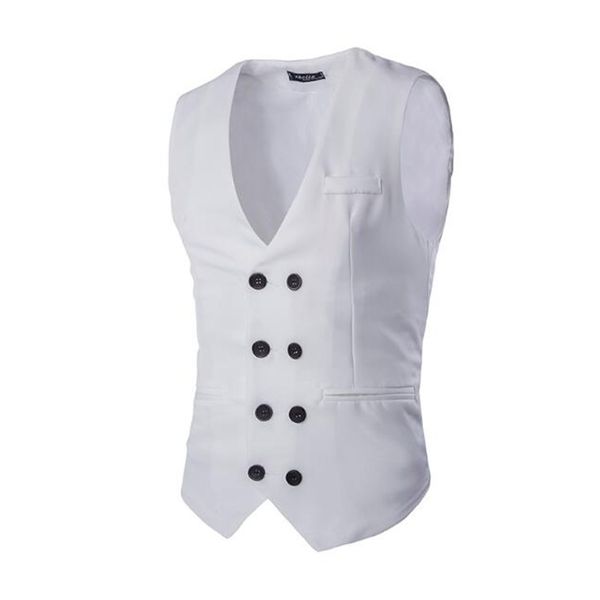 european and american men's vest black and white double-breasted vest slim suit, Black;white
european and american men's vest black and white double-breasted vest slim suit, Black;white