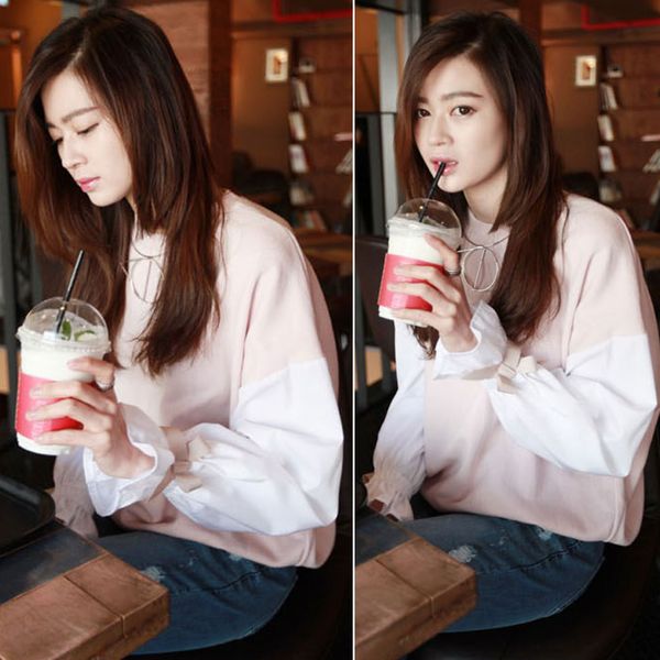sweet loose flare sleeve women sweatshirt spring autumn cotton blend shopping casual bowknot bandage color matching cute o neck, Black
sweet loose flare sleeve women sweatshirt spring autumn cotton blend shopping casual bowknot bandage color matching cute o neck, Black