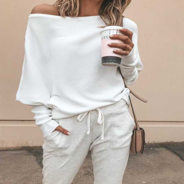 women off shoulder sweater pullovers slash neck knitted sweaters long sleeve fashion winter sweater camisola das mulheres, White;black
women off shoulder sweater pullovers slash neck knitted sweaters long sleeve fashion winter sweater camisola das mulheres, White;black