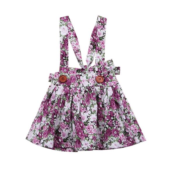 

2019 new girls dresses summer fashion toddler kids baby girls floral printing sleeveless clothes party bib strap tutu dress 0-4y, Red;yellow
