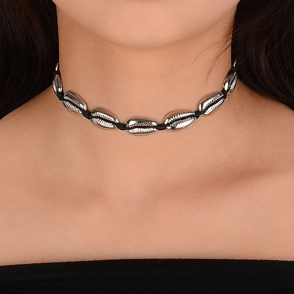 bohemia beach style black line natural sea shell choker necklaces for women vintage neck chocker collar jewelry necklaces yn1009, Golden;silver
bohemia beach style black line natural sea shell choker necklaces for women vintage neck chocker collar jewelry necklaces yn1009, Golden;silver