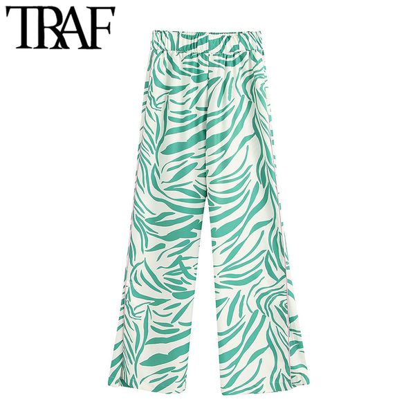 traf women chic fashion high waisted printed pants vintage elastic waist side vents female trousers pantalones mujer, Black;white
traf women chic fashion high waisted printed pants vintage elastic waist side vents female trousers pantalones mujer, Black;white