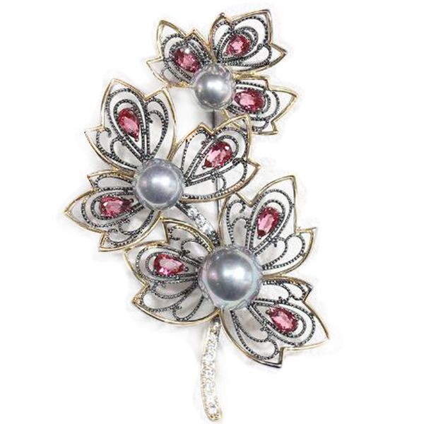 hollow zircon brooch bicolor imitation pearl plant corsage pin lady party anniversary gift, Gray
hollow zircon brooch bicolor imitation pearl plant corsage pin lady party anniversary gift, Gray