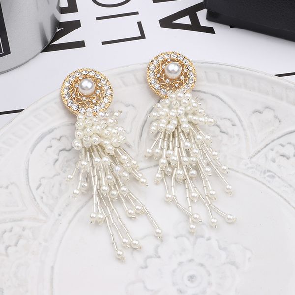 mengjiqiao korean new vintage simulated pearl tassel drop earrings for women elegant shiny zircon round brincos party jewelry, Silver
mengjiqiao korean new vintage simulated pearl tassel drop earrings for women elegant shiny zircon round brincos party jewelry, Silver