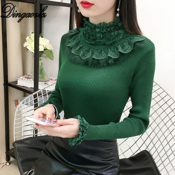 dingaozlz autumn winter women sweater high collar casual knitted shirt patchwork lace long sleeve pullovers, White;black
dingaozlz autumn winter women sweater high collar casual knitted shirt patchwork lace long sleeve pullovers, White;black