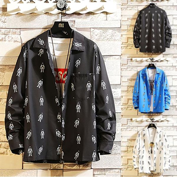 men's autumn new casual fashion print loose lapel long sleeve shirt camisa masculina 2019 w1230, White;black
men's autumn new casual fashion print loose lapel long sleeve shirt camisa masculina 2019 w1230, White;black