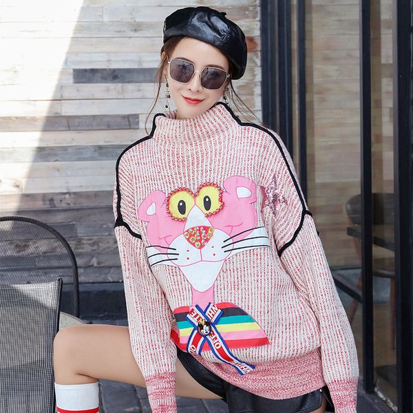pink naughty leopard cartoon beaded turtleneck loose ins sweater 2019 autumn and winter new short sweater coat female, White;black
pink naughty leopard cartoon beaded turtleneck loose ins sweater 2019 autumn and winter new short sweater coat female, White;black