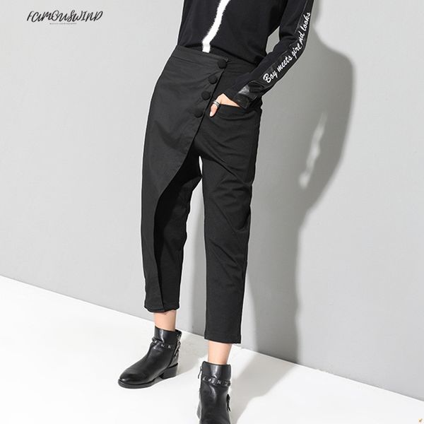 women 2019 spring black loose high waist flat elastic waist new fashion tide wide leg vintage ankle-length pants oa870, Black;white
women 2019 spring black loose high waist flat elastic waist new fashion tide wide leg vintage ankle-length pants oa870, Black;white