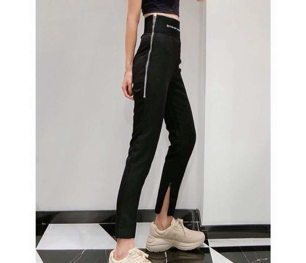 high waisted black pants with side zipper webbing showing thin leggings casual pants women's leggings a2, Black;white
high waisted black pants with side zipper webbing showing thin leggings casual pants women's leggings a2, Black;white