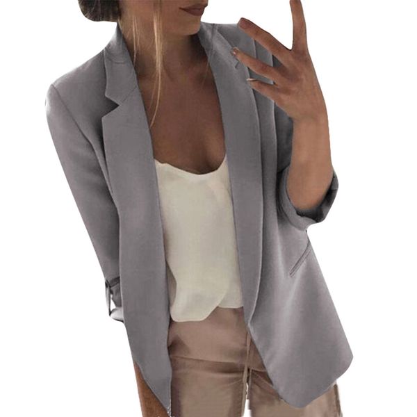 women long sleeve blazer open front short cardigan suit jacket work office coat open front notched ladies solid black coat, White;black
women long sleeve blazer open front short cardigan suit jacket work office coat open front notched ladies solid black coat, White;black