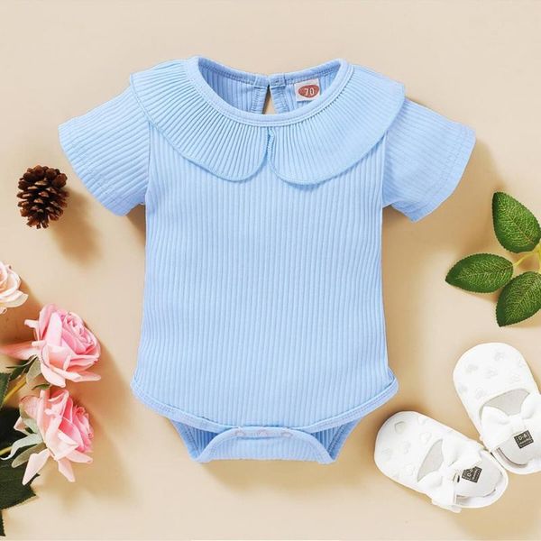 newborn baby girls clothes short sleeve solid cute ruffle ribbed knitted romper solid color cute fashion princess clothes, Blue
newborn baby girls clothes short sleeve solid cute ruffle ribbed knitted romper solid color cute fashion princess clothes, Blue