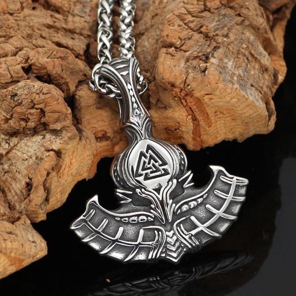 nordic viking mjolnir thor hammer valknut stainless steel necklace for men with valknut gift bag, Silver
nordic viking mjolnir thor hammer valknut stainless steel necklace for men with valknut gift bag, Silver