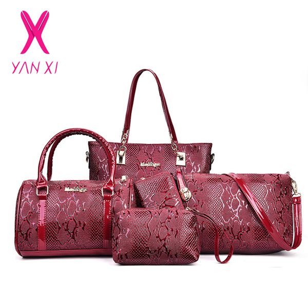 yanxi serpentine pattern pu leather women tote+shoulder/messenger+clutch composite bags 6 pieces sets bolsos mujer
yanxi serpentine pattern pu leather women tote+shoulder/messenger+clutch composite bags 6 pieces sets bolsos mujer