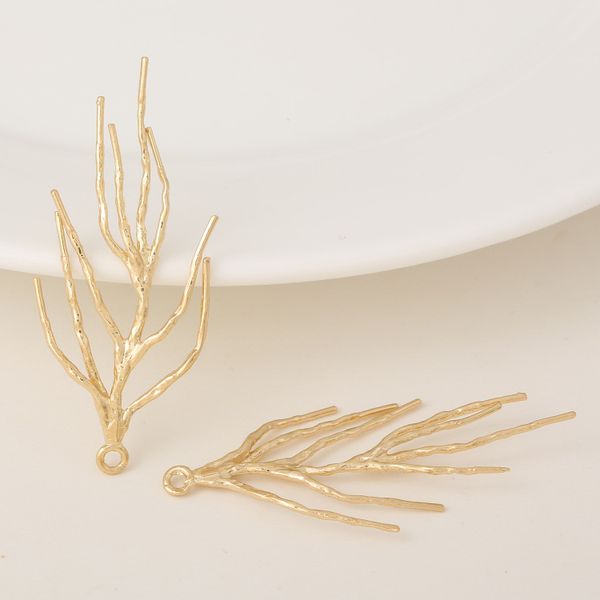 

4pcs 18x41mm 24k champagne gold color plated brass tree branch charms pendants for diy jewelry making accessories, Bronze;silver