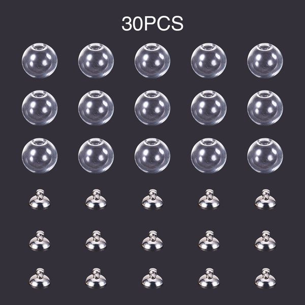 30pcs mini lightbulb glass globe bubble round ball with hole diy hollow glass orbs vial pendants glass bottle necklace jewelry, Silver
30pcs mini lightbulb glass globe bubble round ball with hole diy hollow glass orbs vial pendants glass bottle necklace jewelry, Silver