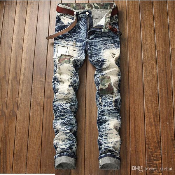 men's distressed ripped skinny jeans patch designer jeans slim motorcycle moto biker causal mens denim pants hip hop men jeans txddbl, Blue
men's distressed ripped skinny jeans patch designer jeans slim motorcycle moto biker causal mens denim pants hip hop men jeans txddbl, Blue