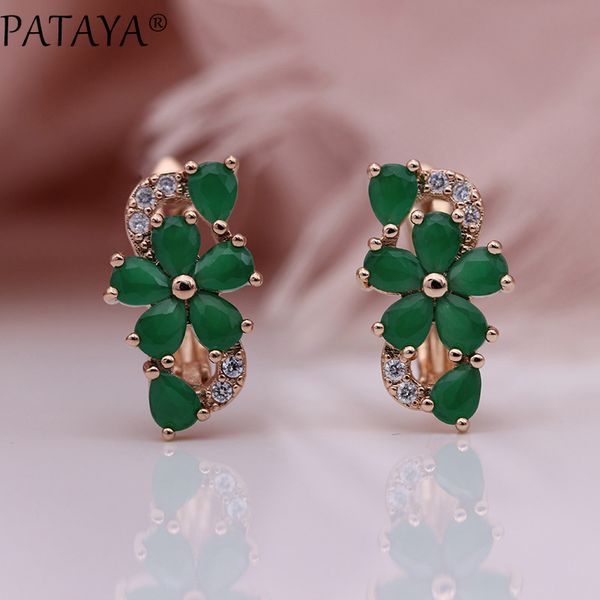 pataya new women earrings 585 rose gold green water drop natural zircon fashion jewelry cute gift wedding flower dangle earrings, Silver
pataya new women earrings 585 rose gold green water drop natural zircon fashion jewelry cute gift wedding flower dangle earrings, Silver