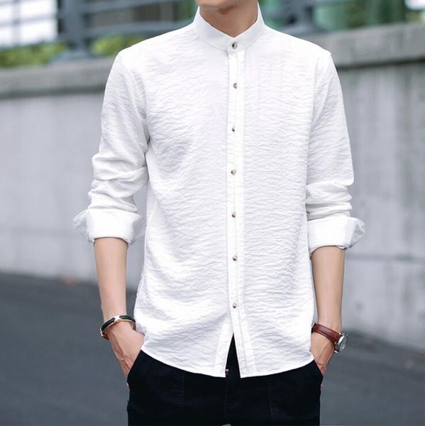 pall 2018 new men's long sleeve shirt men's korean version of the pure color shirt casual wear collars fit the tren p-146, White;black
pall 2018 new men's long sleeve shirt men's korean version of the pure color shirt casual wear collars fit the tren p-146, White;black
