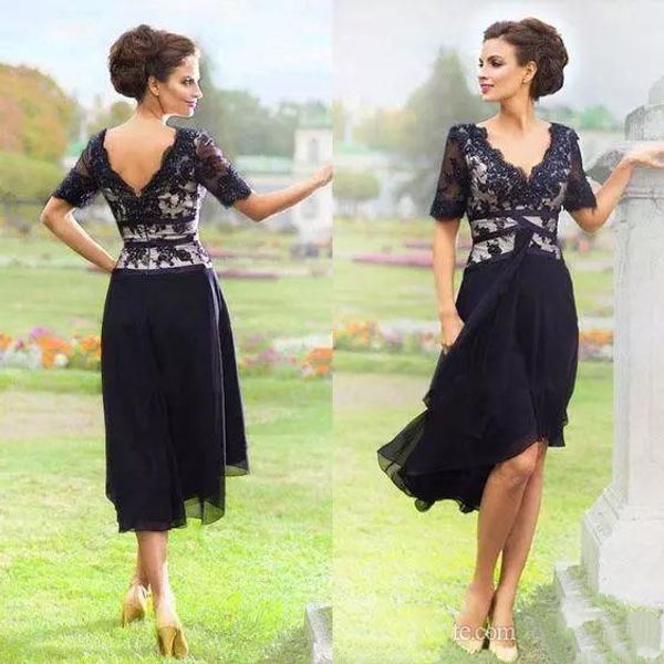 new arrival navy blue 2019 elegant country mother of the bride dresses with half sleeves v neck lace evening dresses tea length, Black;red
new arrival navy blue 2019 elegant country mother of the bride dresses with half sleeves v neck lace evening dresses tea length, Black;red