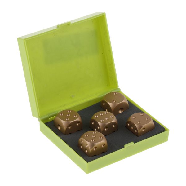 5pcs/set gold cube dice gift role play games, fully aluminum alloy 6 sided spot dices with a storage box
5pcs/set gold cube dice gift role play games, fully aluminum alloy 6 sided spot dices with a storage box