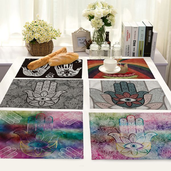 european and american style cotton and linen art western mat national style palm tableware mat placemats for kitchen table
european and american style cotton and linen art western mat national style palm tableware mat placemats for kitchen table