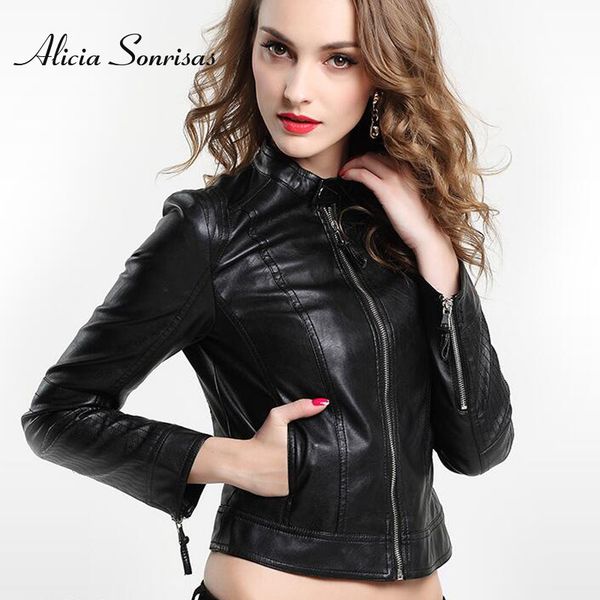 women pu leather jacket black stand collar biker coat long sleeve simple bomber faux leather coat as1566
women pu leather jacket black stand collar biker coat long sleeve simple bomber faux leather coat as1566