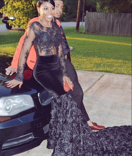 african mermaid prom dresses black girls see though long sleeve 3d rose flowers beaded velvet lace applique court train party evening gowns, Black;red
african mermaid prom dresses black girls see though long sleeve 3d rose flowers beaded velvet lace applique court train party evening gowns, Black;red