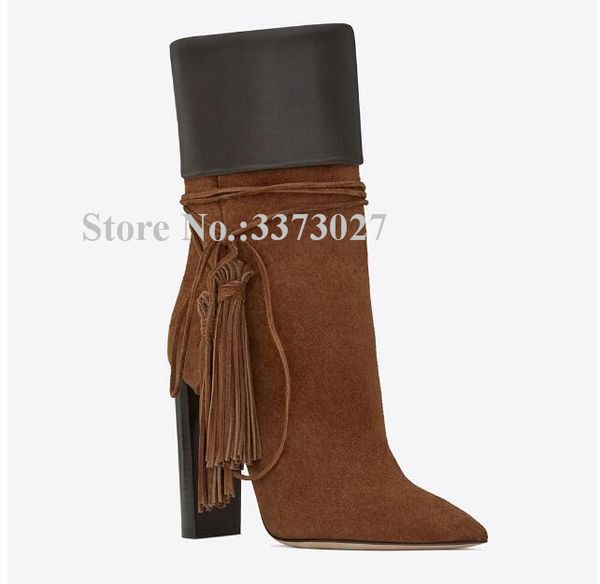fashion suede fringe chunky heel woman ankle boots new handmade pointed toe black brown tassel short boots large size patchwork
fashion suede fringe chunky heel woman ankle boots new handmade pointed toe black brown tassel short boots large size patchwork