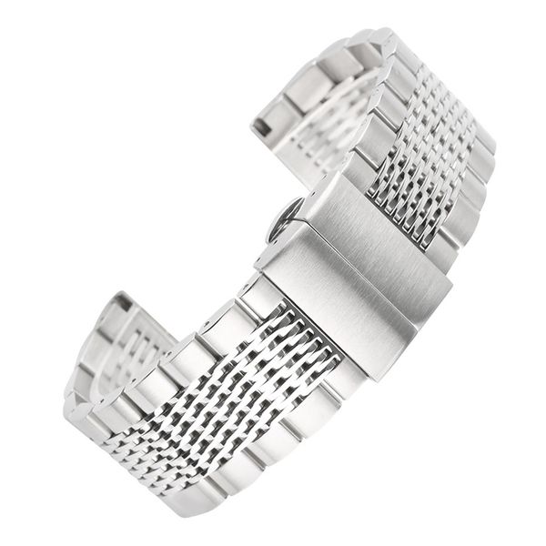 luxury 22mm silver watch band stainless steel folding clasp with safety, Black;brown
luxury 22mm silver watch band stainless steel folding clasp with safety, Black;brown