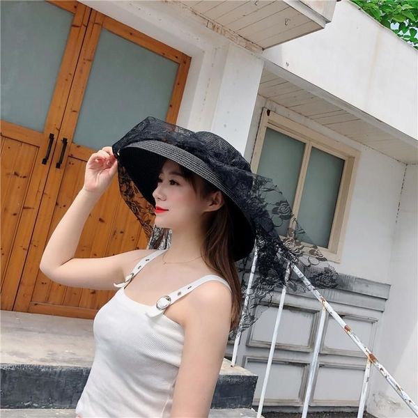 mingyuan wind lace net sunscreen lace straw big edge straw female summer beach elegant sunscreen additional hat sun hat, Blue;gray
mingyuan wind lace net sunscreen lace straw big edge straw female summer beach elegant sunscreen additional hat sun hat, Blue;gray