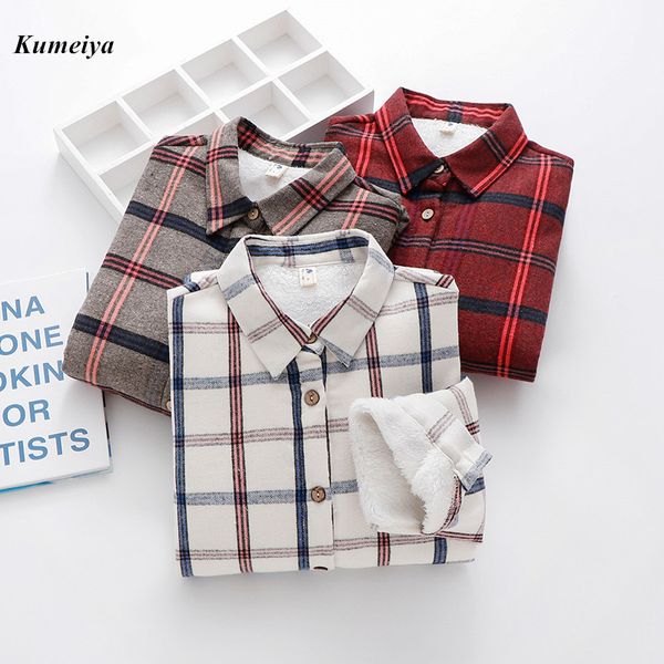 winter plaid blouse women keep warm cotton long sleeve thick velvet red shirt lady blusas feminina 2019, White
winter plaid blouse women keep warm cotton long sleeve thick velvet red shirt lady blusas feminina 2019, White