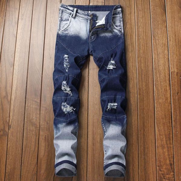coo 2020 men's slim-fit stretch ripped jeans youth faded dual-color patchwork denim trousers, Blue
coo 2020 men's slim-fit stretch ripped jeans youth faded dual-color patchwork denim trousers, Blue