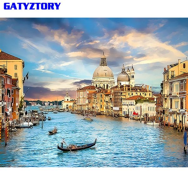 

gatyztory frame picture venice diy painting by numbers kit landscape acrylic canvas by number for home art picture paint 60x75cm