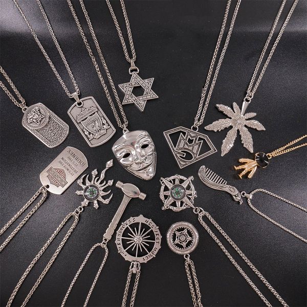 male trend street shooting necklaces hip hop punk titanium steel grimace compass blade hield pendant necklace tide sweater chain, Silver
male trend street shooting necklaces hip hop punk titanium steel grimace compass blade hield pendant necklace tide sweater chain, Silver