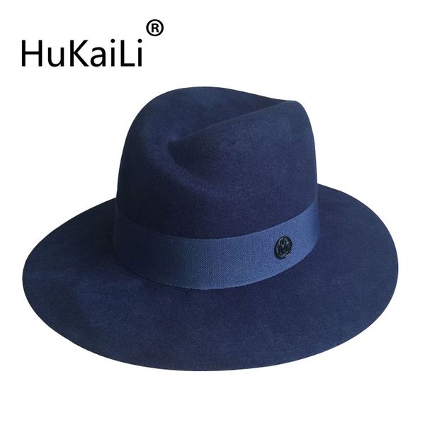 new wool's hat abnormity double black metal logo wide-brim hats pure color female hat, Blue;gray
new wool's hat abnormity double black metal logo wide-brim hats pure color female hat, Blue;gray