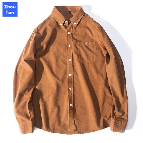 men shirt autumn new men's corduroy shirt korean slim fashion trend student black and white and brown lapel, White;black
men shirt autumn new men's corduroy shirt korean slim fashion trend student black and white and brown lapel, White;black