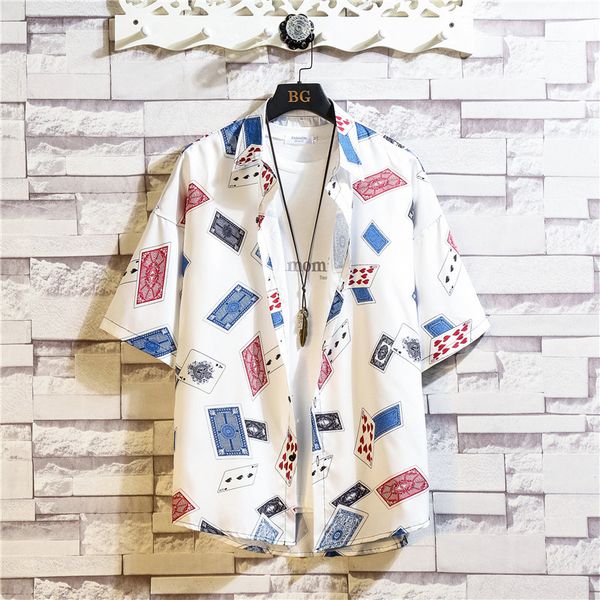 men's casual shirts 2021 summer men loose japanese short-sleeved fashion playing card printed mens lapel shirt large size -5xl, White;black
men's casual shirts 2021 summer men loose japanese short-sleeved fashion playing card printed mens lapel shirt large size -5xl, White;black