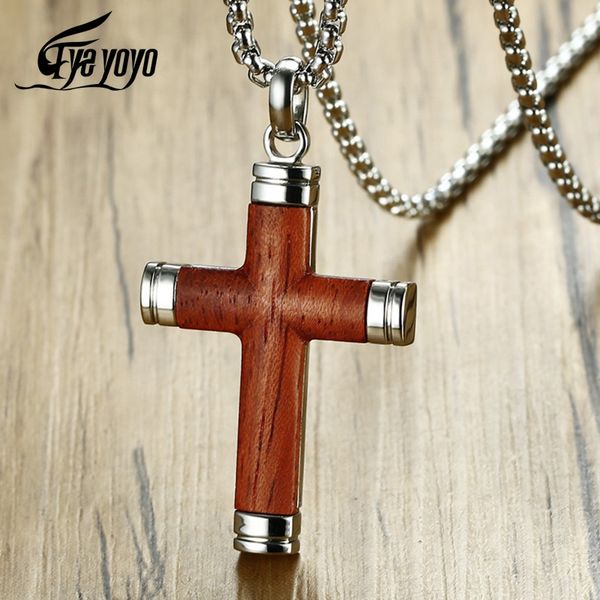 eyeyoyo rosewood men necklace unique qualified cross wooden pendants & necklaces stainless steel jewelry 17-33inches chain, Silver
eyeyoyo rosewood men necklace unique qualified cross wooden pendants & necklaces stainless steel jewelry 17-33inches chain, Silver