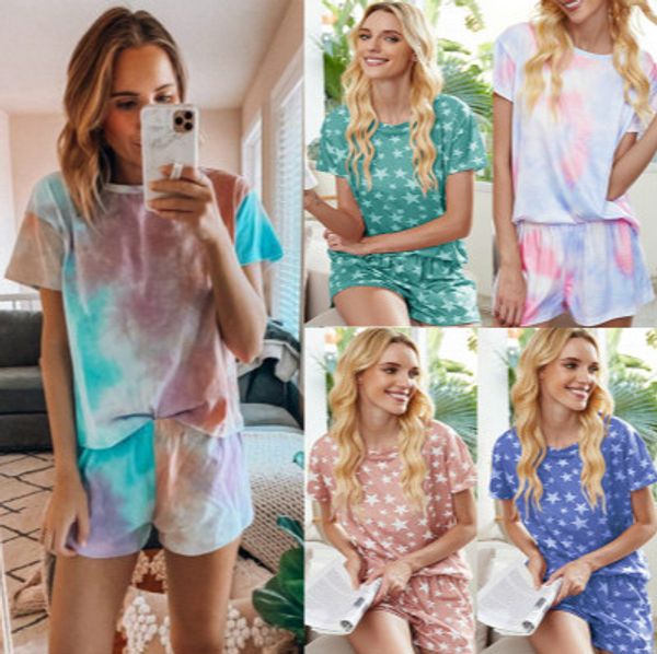 womens clothing 2 piece set casual style nightwear 2020 summer trendy printing tie-dye gradient star pajamas short-sleeved home service suit, Black;red
womens clothing 2 piece set casual style nightwear 2020 summer trendy printing tie-dye gradient star pajamas short-sleeved home service suit, Black;red