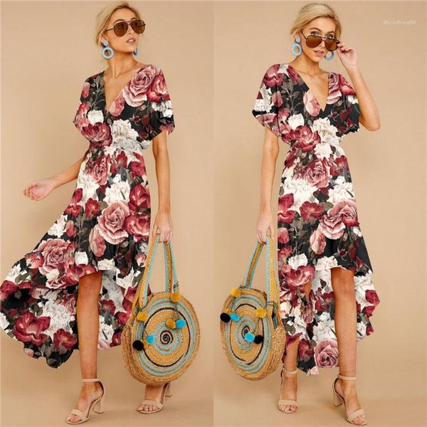 dress short sleeve v neck womens asymmetrical dress printed ladies casual dress summer womens backless, Black;gray
dress short sleeve v neck womens asymmetrical dress printed ladies casual dress summer womens backless, Black;gray