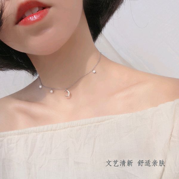 925 sterling silver necklace for women stars and moon choker jewelry contracted fashoin personalized chain romantic gift weeding, Golden;silver
925 sterling silver necklace for women stars and moon choker jewelry contracted fashoin personalized chain romantic gift weeding, Golden;silver