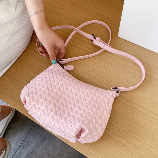 weave desigh pu leather crossbody bags for women 2020 summer wild shoulder bags female travel square messenger beach