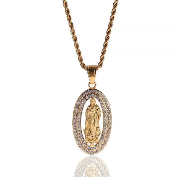 fashion-virgin mary pendant necklaces men women luxury designer mens bling diamond christian pendant gold cuban link chain jewelry gift, Silver
fashion-virgin mary pendant necklaces men women luxury designer mens bling diamond christian pendant gold cuban link chain jewelry gift, Silver