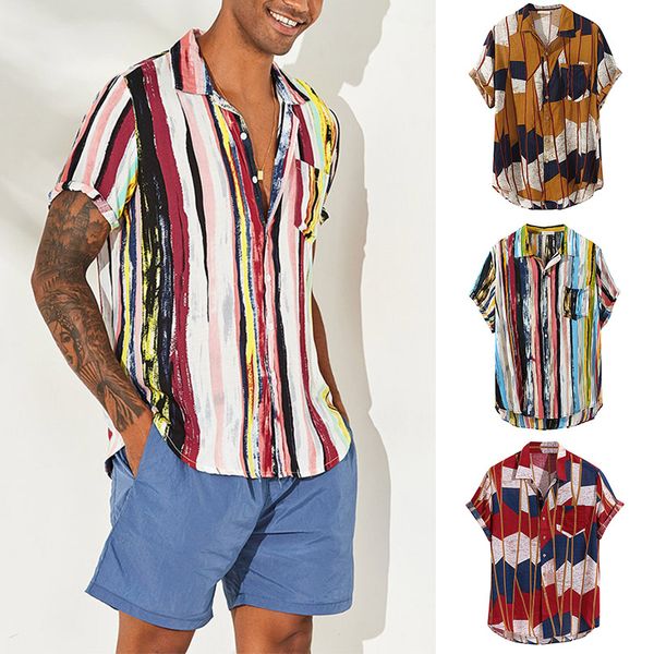 men printed short sleeve shirt beach style summer casual breathable button shirt j55, White;black
men printed short sleeve shirt beach style summer casual breathable button shirt j55, White;black