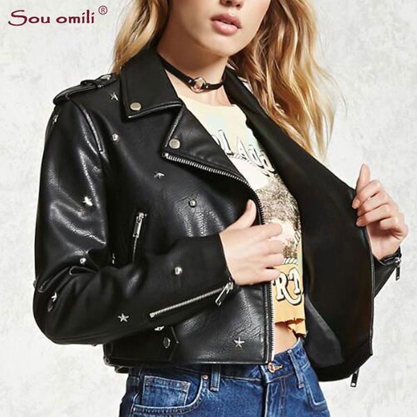 star/stud spike leather jacket women brown jacket moto coat jaquetas couro casaco chaquetas chain punk short blazer zip, Black
star/stud spike leather jacket women brown jacket moto coat jaquetas couro casaco chaquetas chain punk short blazer zip, Black