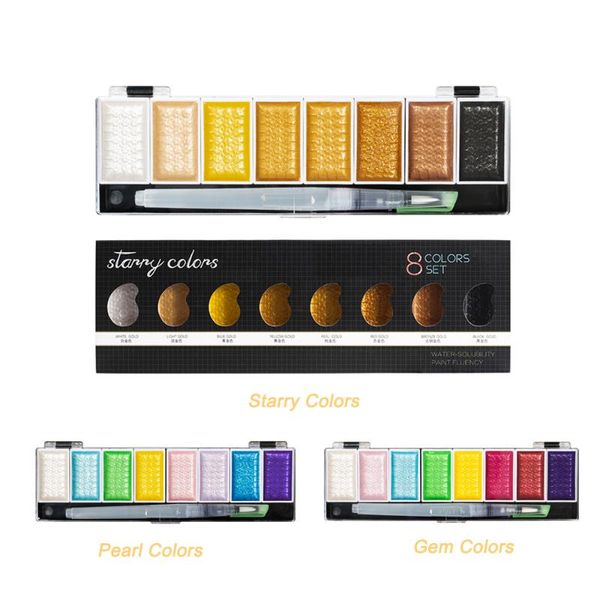 5/8colors metallic gold pigment paint set solid water color with waterbrush for painting watercolors art supplies
5/8colors metallic gold pigment paint set solid water color with waterbrush for painting watercolors art supplies