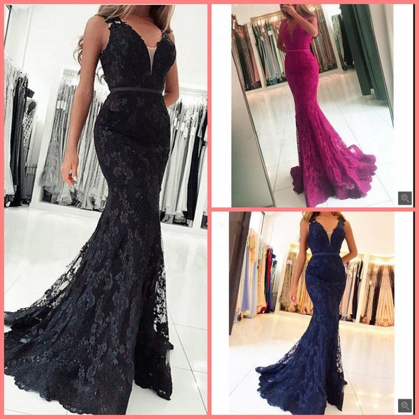 elegant 2019 mermaid black lace evening dresses long with beaded appliques deep v-neck sleeveless formal evening party dress custom made, Black;red
elegant 2019 mermaid black lace evening dresses long with beaded appliques deep v-neck sleeveless formal evening party dress custom made, Black;red